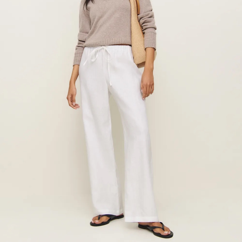Reformation Olina White  Linen Pants